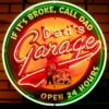 Dad's Garage Open 24 Hours Neon Verlichting Met Achterplaat 65 x 65 cm | Real Neon Art