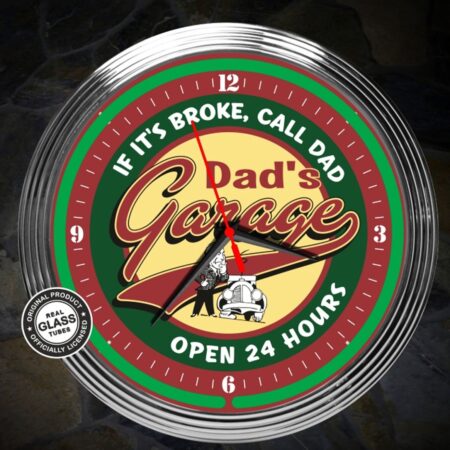 Dad's Garage Neonklok 38 cm | Real Neon Art