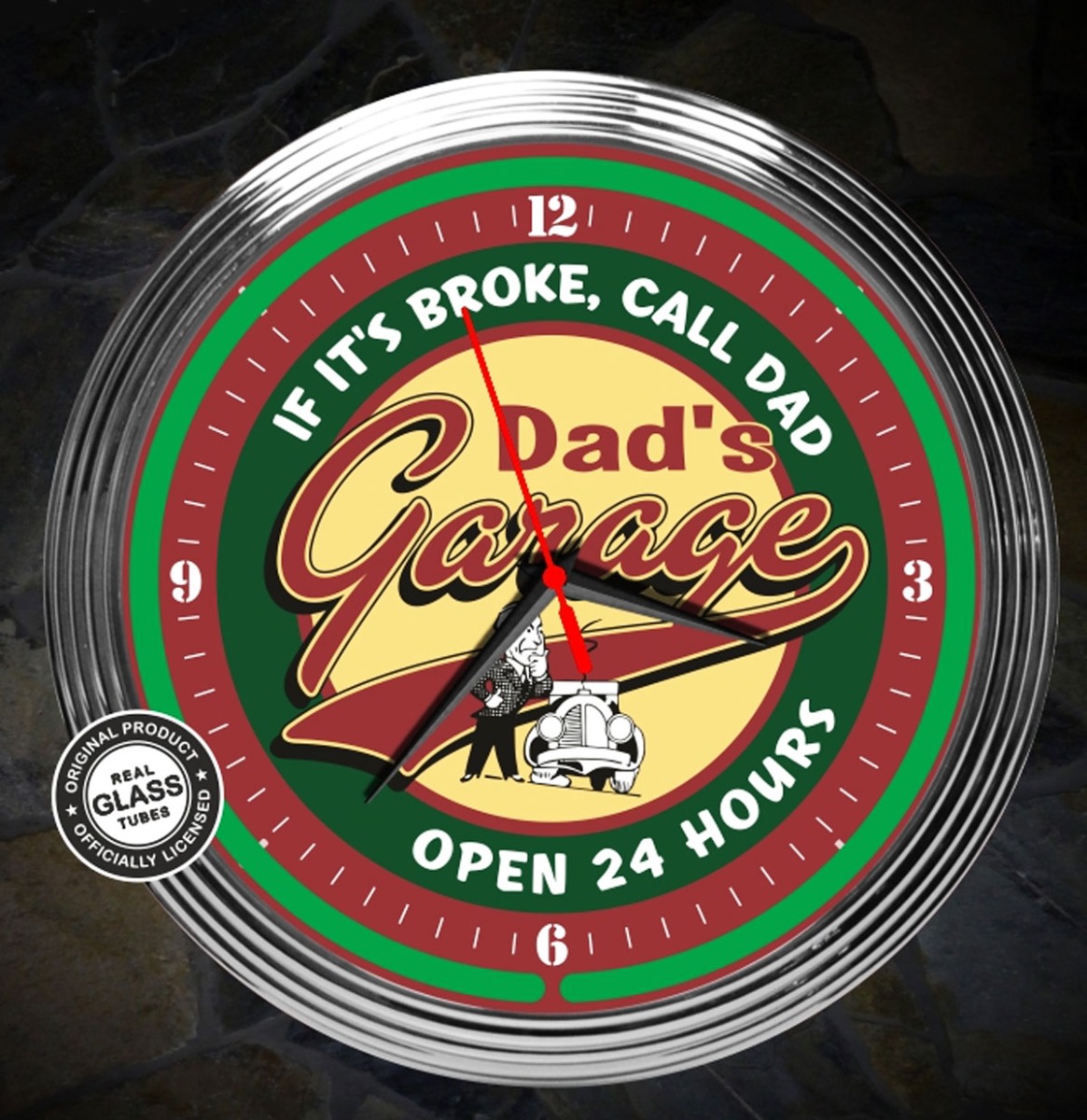Dad's Garage Neonklok 38 cm | Real Neon Art
