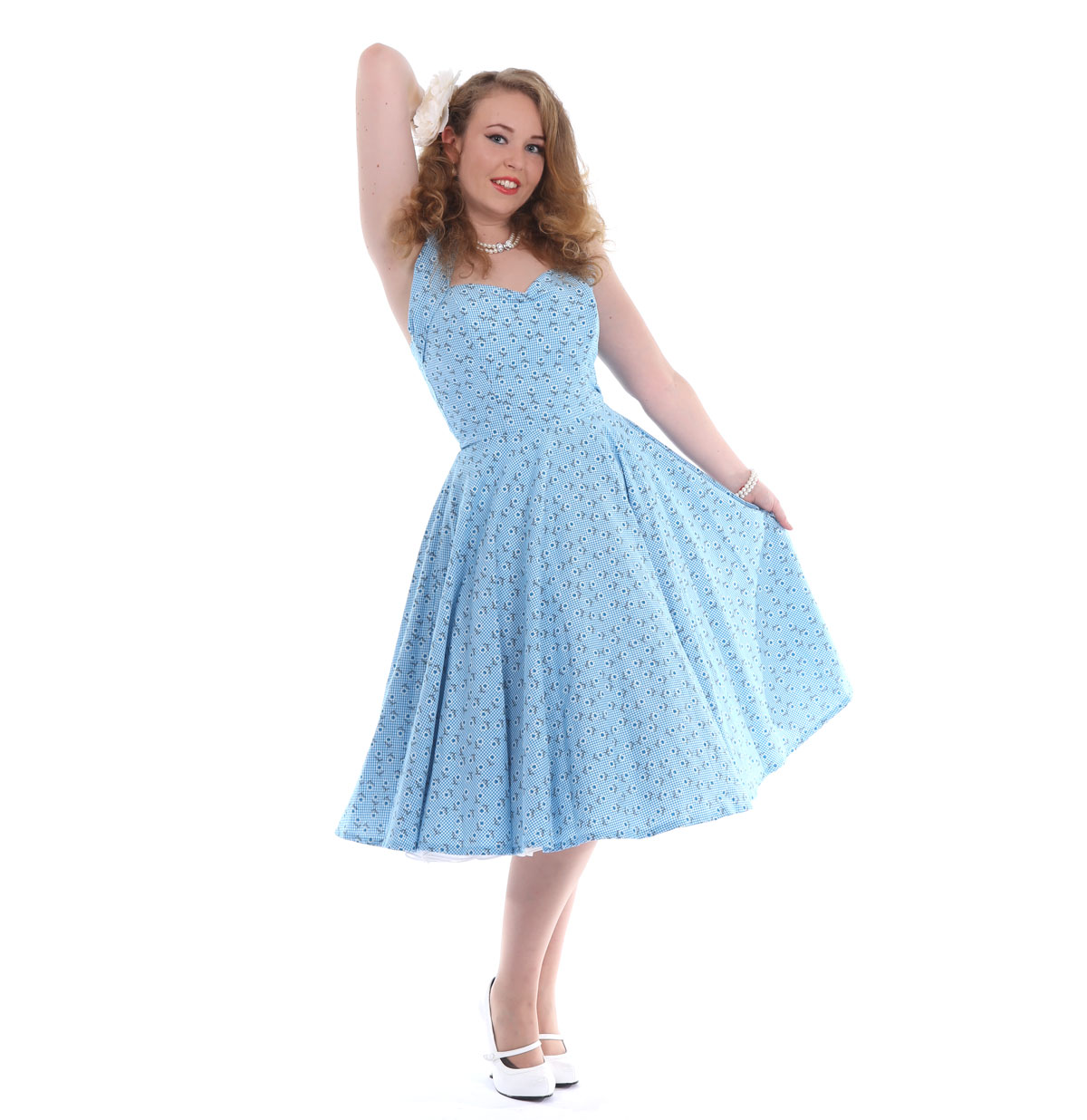 Daisy Gingham Dress Turquoise-34 NL / 8 (UK) | 32% korting | Vivien of Holloway