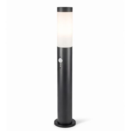 Dally LED Sokkellamp Zwart M - Bewegingssensor -Schemerschakelaar - E27 fitting - IP44 Waterdicht - 80 cm - padverlichting - Staande buitenlamp | HOFTRONIC