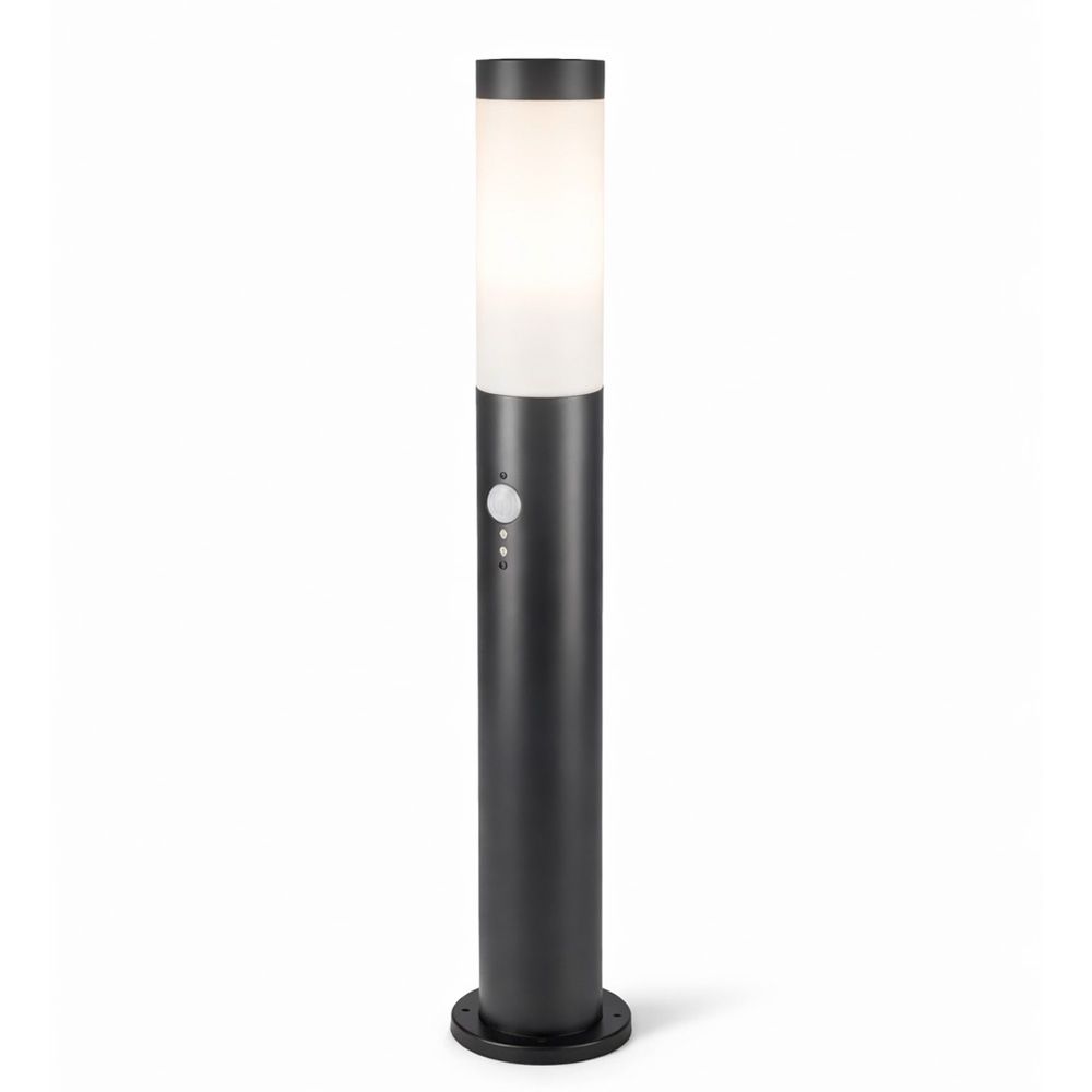 Dally LED Sokkellamp Zwart M - Bewegingssensor -Schemerschakelaar - E27 fitting - IP44 Waterdicht - 80 cm - padverlichting - Staande buitenlamp | HOFTRONIC