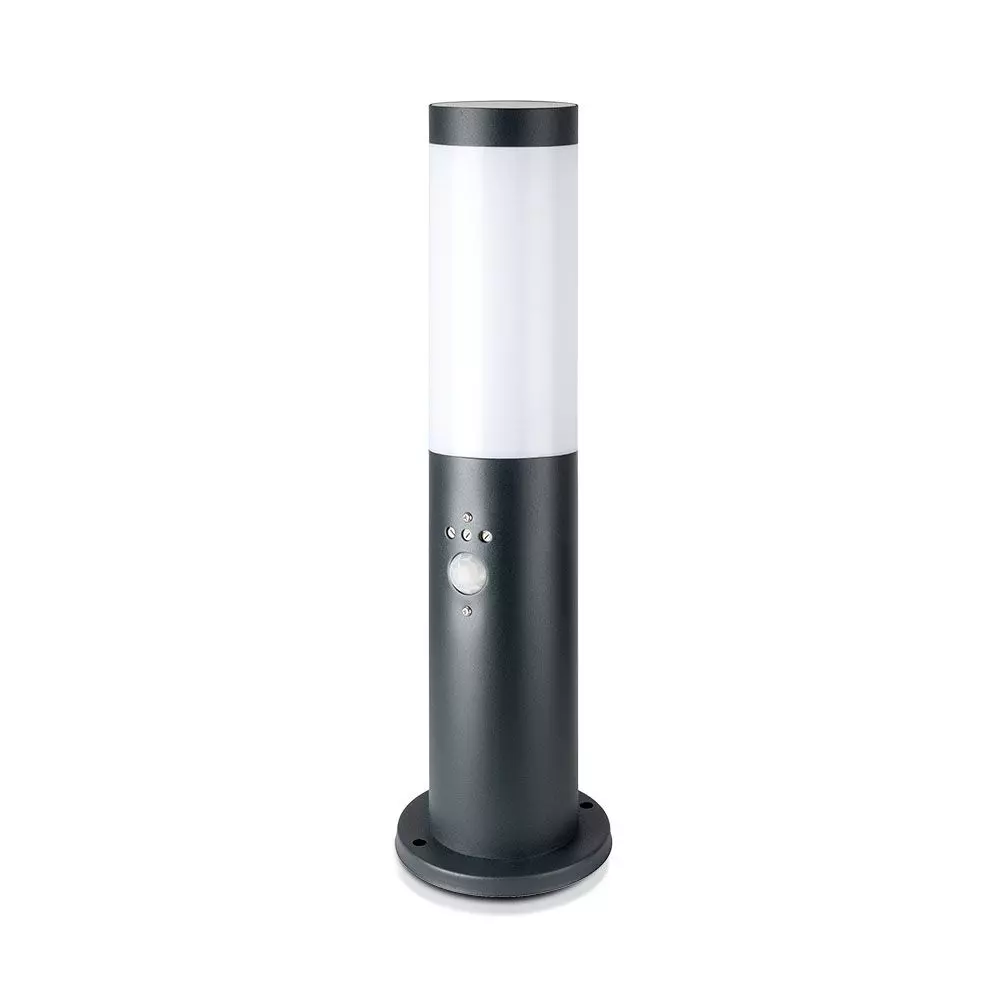 Dally S LED sokkellamp - 45cm - Bewegingssensor en schemerschakelaar - IP44 waterdicht - E27 fitting - Buitenlamp - Antraciet - Staande buitenlamp | V-TAC