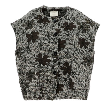Dames Gilet Flowers noir | Signe Nature