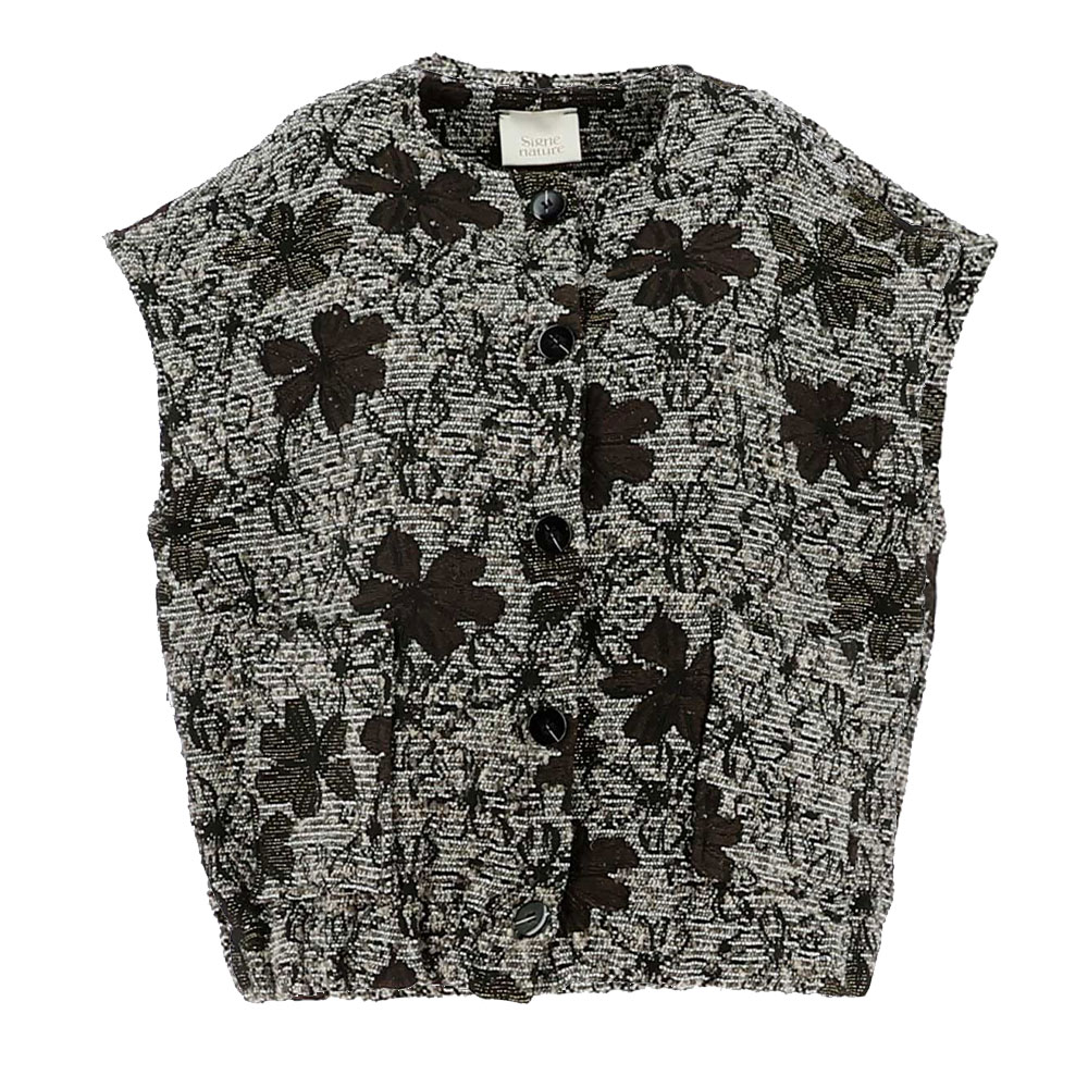 Dames Gilet Flowers noir | Signe Nature