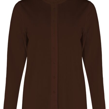 Damesblouse Ruffle Jersey Brown | Bloomings