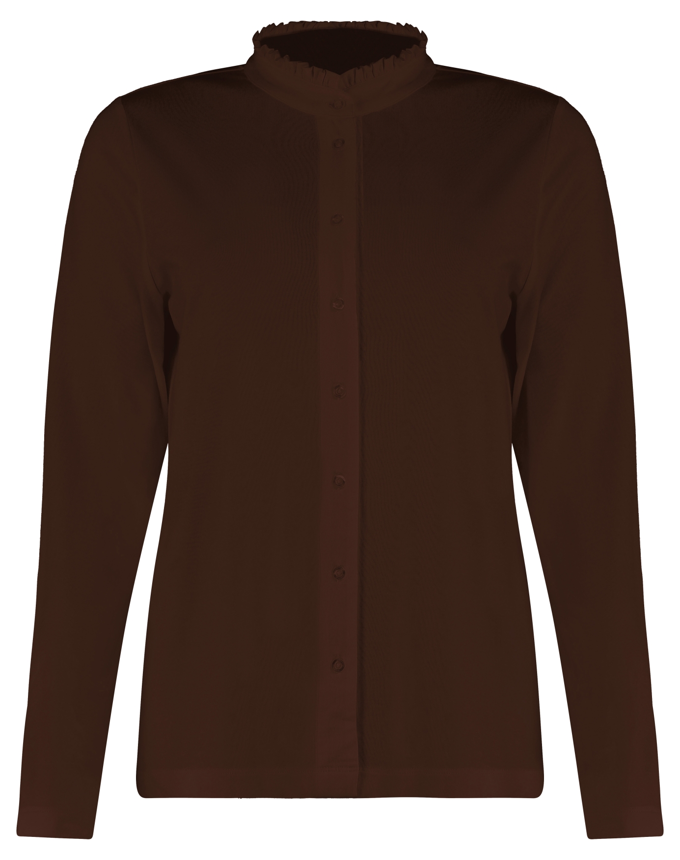 Damesblouse Ruffle Jersey Brown | Bloomings