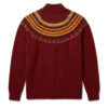 Damestrui Fairisle Yoke turtle neck Russet Red | Harley of Schotland
