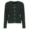 Damesvest Crew Neck Cable Dark Green | Bloomings