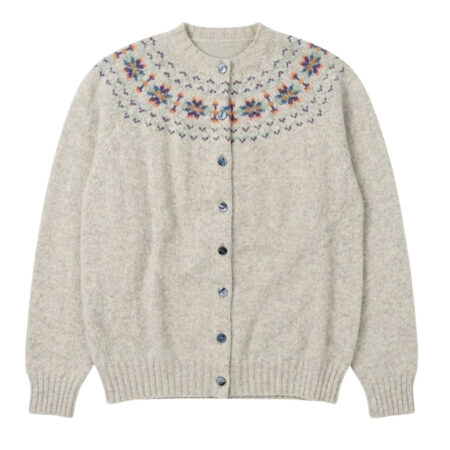 Damesvest Fairisle Yoke High Vellum | Harley of Schotland