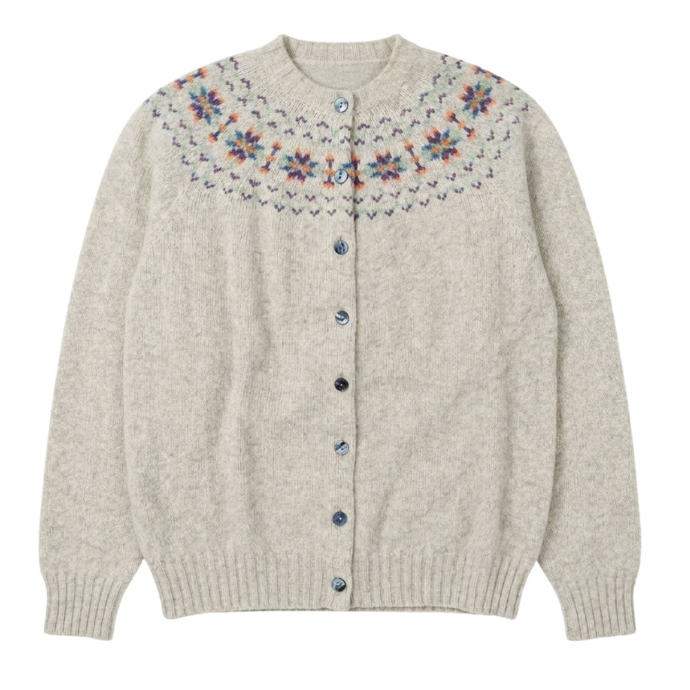 Damesvest Fairisle Yoke High Vellum | Harley of Schotland