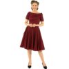 Darlene Collar Dress Burgundy/Black Polka-50 (NL) / 24 (UK) | 18% korting | Dolly and Dotty