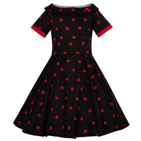 Darlene Kids Swing Dress Polka Black Red-5 - 6 Jaar | 18% korting | Dolly and Dotty