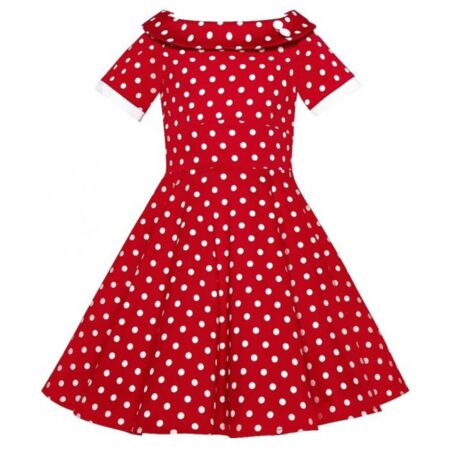 Darlene Kids Swing Dress Polka Red / White-9 - 10 Jaar | Dolly and Dotty