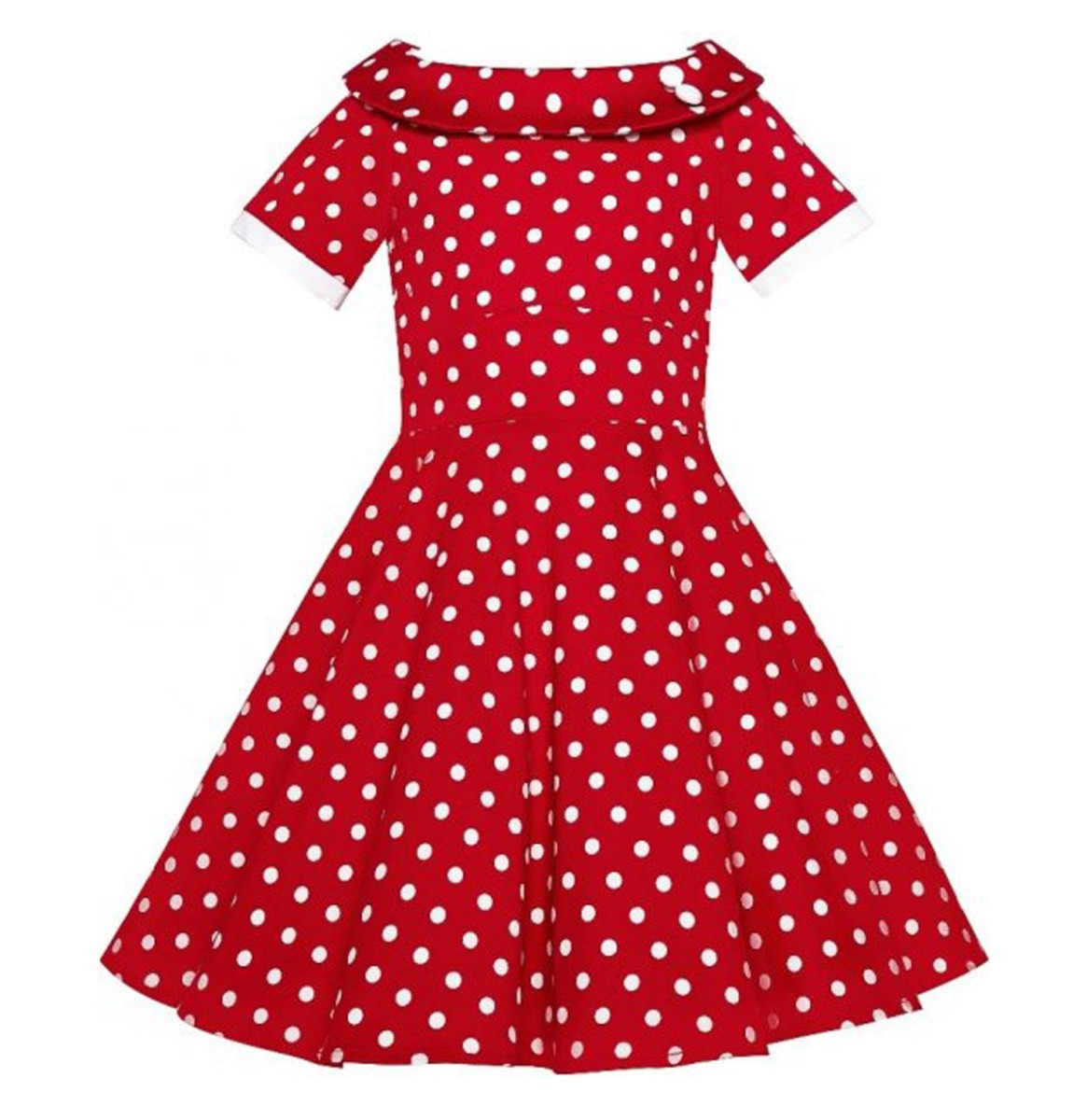 Darlene Kids Swing Dress Polka Red / White-9 - 10 Jaar | Dolly and Dotty