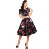 Darlene Retro Floral Roses Swing Dress Black-54 (NL) / 28 (UK) | 18% korting | Dolly and Dotty
