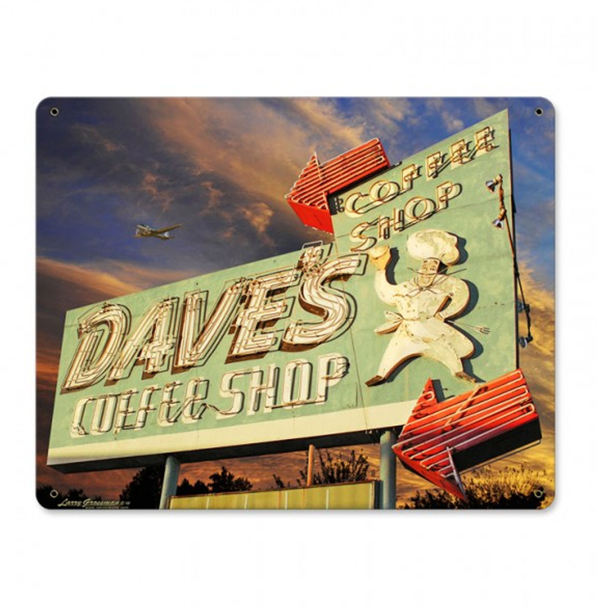 Dave's Coffee Shop by Larry Grossman Zwaar Metalen Bord | 17% korting | Bennies Fifties