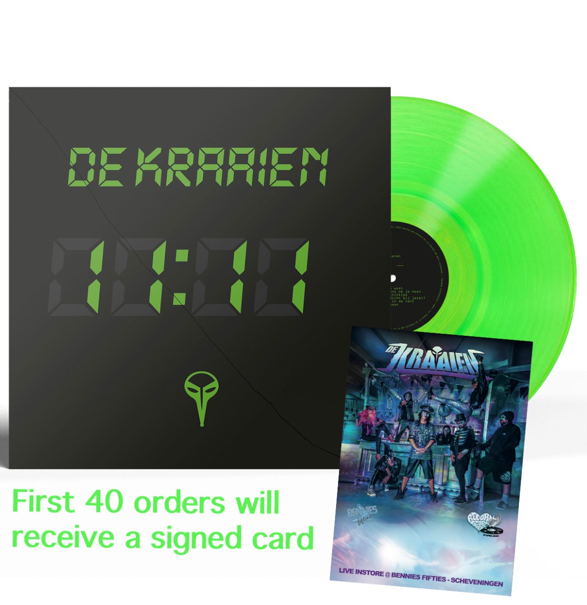 De Kraaien - 11:11 (Neon Groen Vinyl) (LP) | Fiftiesstore