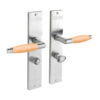 De Oude Deurklink Deurklink Retro mat nikkel/eikenhout op schild WC slot 63/8 mm | De Oude Deurklink