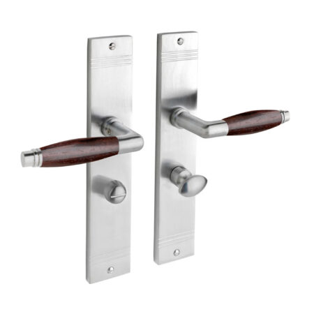 De Oude Deurklink Deurklink Retro palissander mat nikkel op schild WC slot 63/8 mm | De Oude Deurklink
