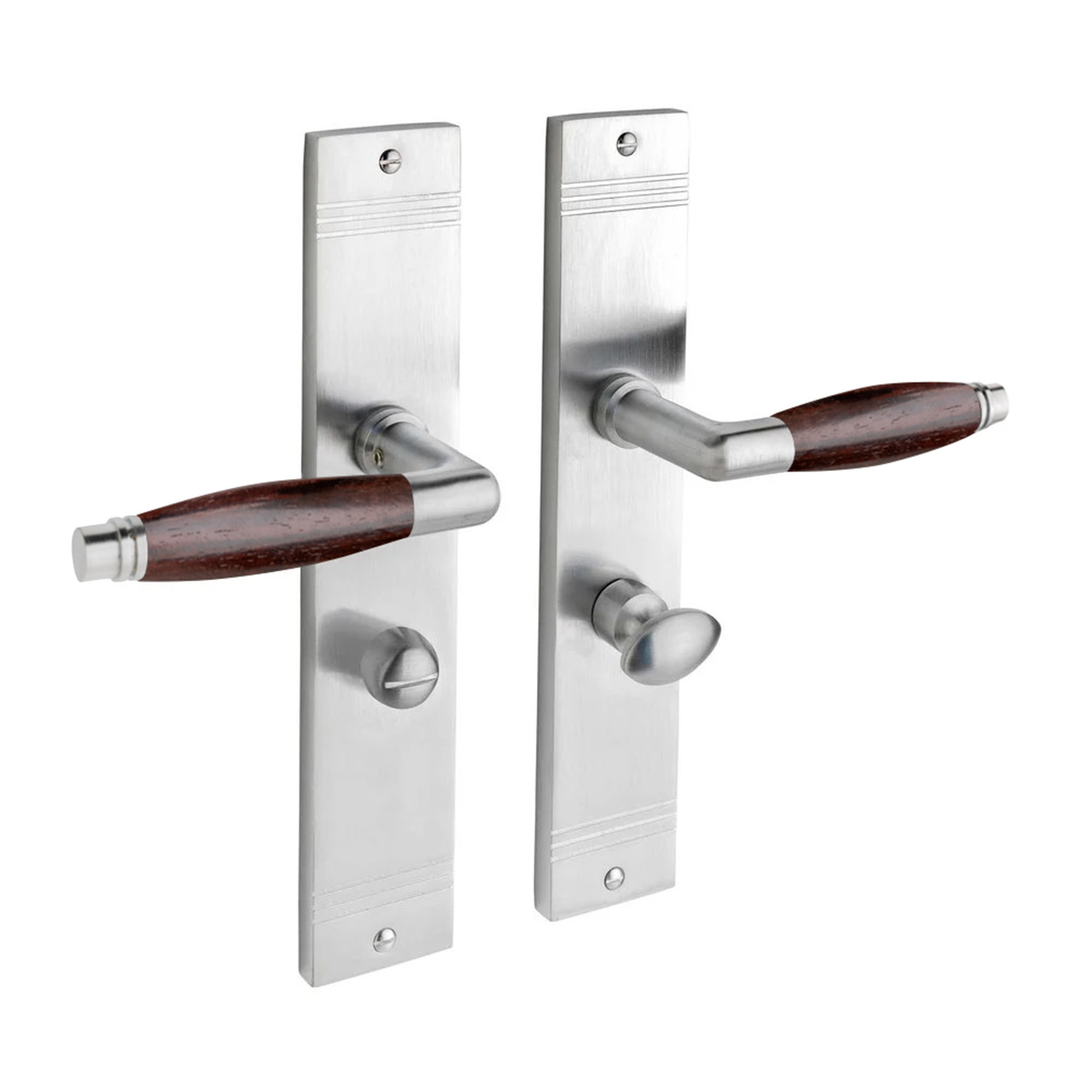 De Oude Deurklink Deurklink Retro palissander mat nikkel op schild WC slot 63/8 mm | De Oude Deurklink