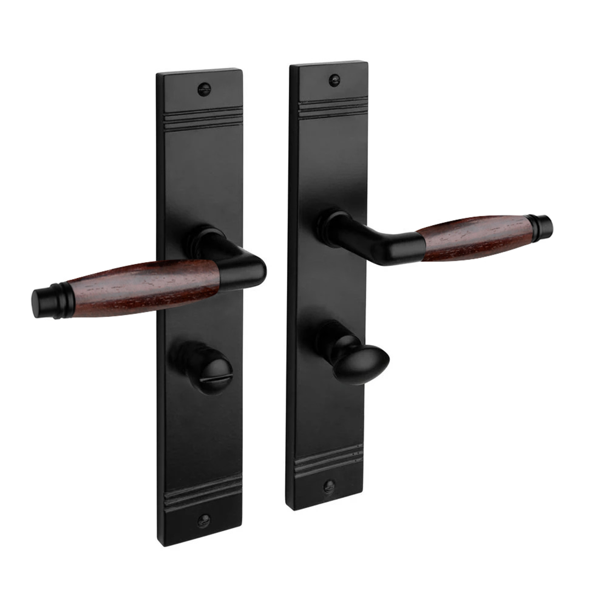 De Oude Deurklink Deurklink Retro palissander zwart op schild WC slot 63/8mm | De Oude Deurklink