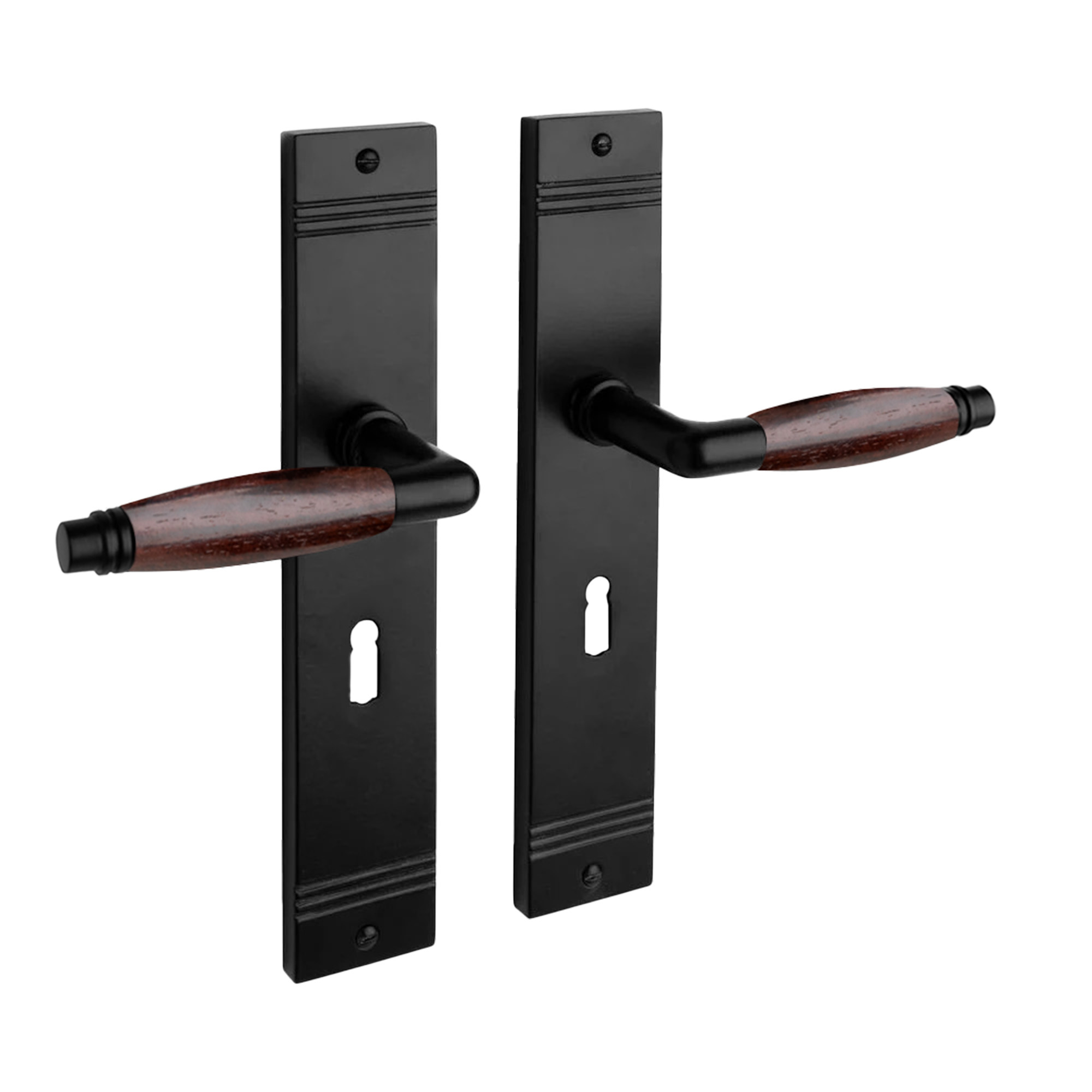 De Oude Deurklink Deurklink Retro palissander zwart op schild met sleutelgat PC 55mm | De Oude Deurklink