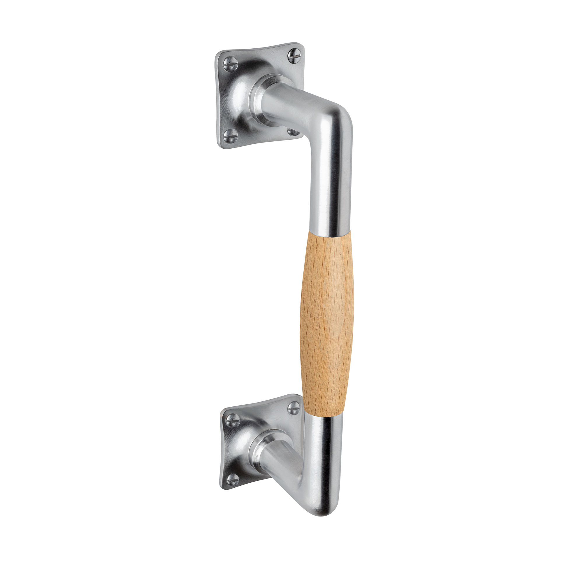 De Oude Deurklink Handgreep 185mm vierkant rozet mat nikkel/eikenhout | De Oude Deurklink