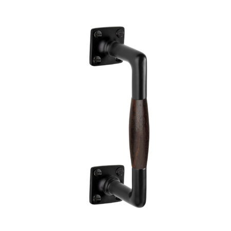 De Oude Deurklink Handgreep palissander 185mm vierkant rozet mat zwart | De Oude Deurklink