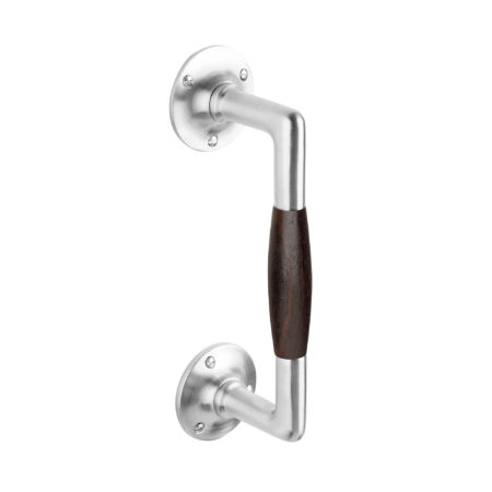 De Oude Deurklink Handgreep palissander 195mm rond rozet mat nikkel | De Oude Deurklink