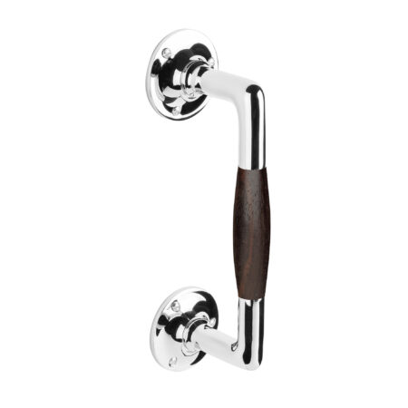 De Oude Deurklink Handgreep palissander 195mm rond rozet nikkel | De Oude Deurklink