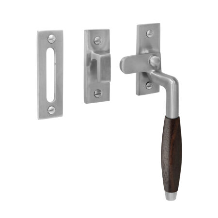 De Oude Deurklink Raamsluiting retro palissander mat nikkel rechts | De Oude Deurklink