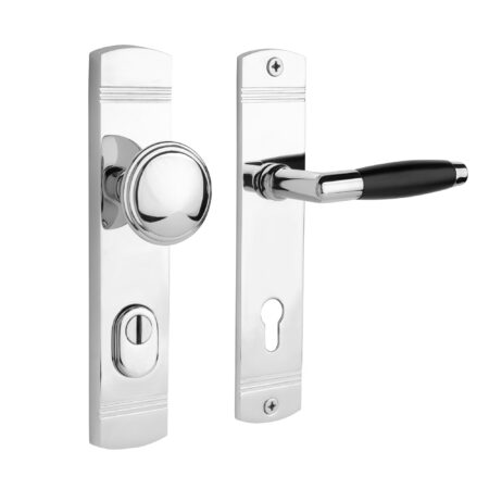 De Oude Deurklink Retro buitendeurbeslag knop/klink PC92 glanzend nikkel | De Oude Deurklink