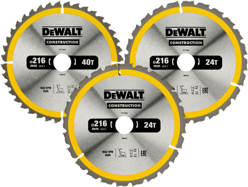 DeWalt Cirkelzaagbladenset 216mm 3-delig 24T (2x)