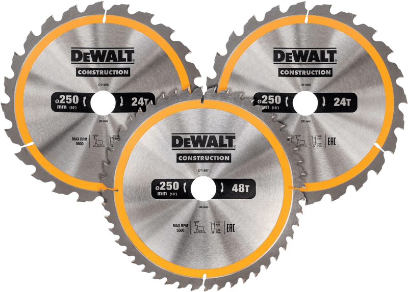 DeWalt Cirkelzaagbladenset 250mm 3-delig 24T (2x)