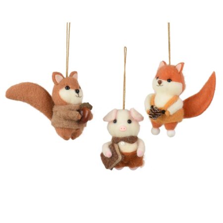 Decoris Kersthanger Dieren wol 11cm | Decoris