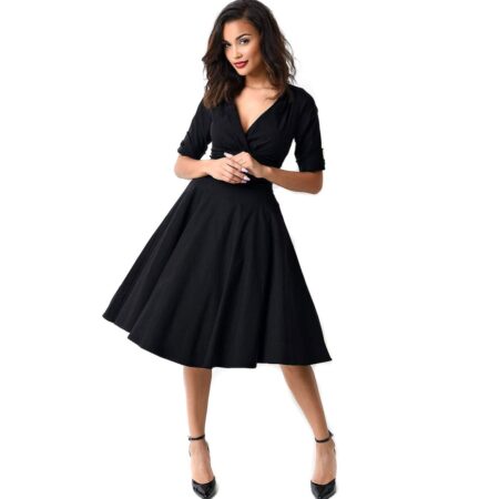 Delores Swing Dress Black-XL | Unique Vintage