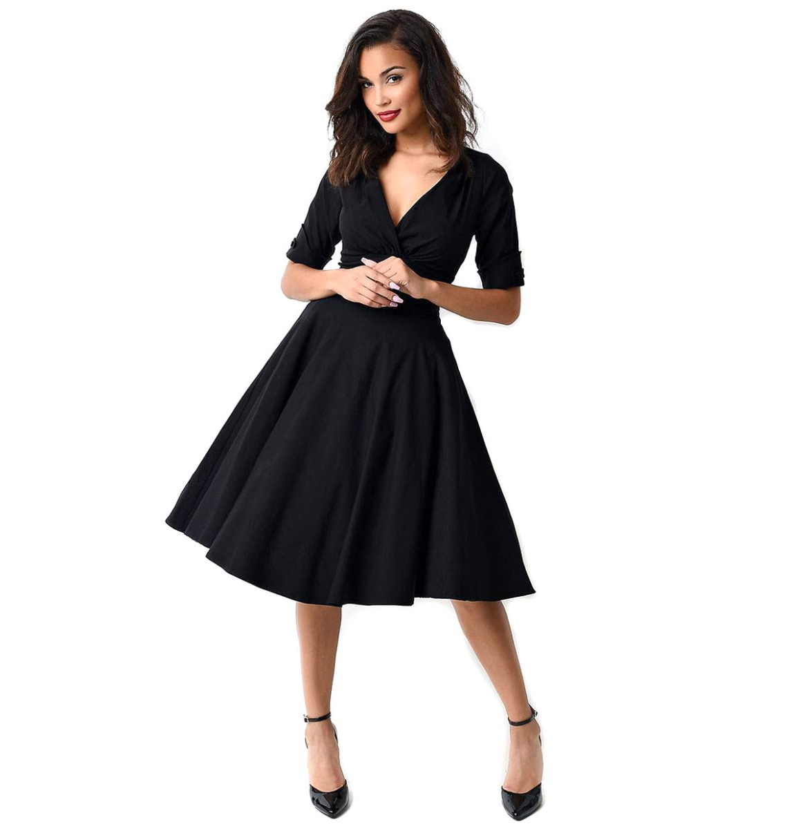 Delores Swing Dress Black-XL | Unique Vintage