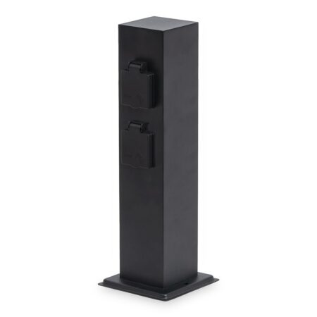Delta M buitenstopcontactpaal - 39cm - 4 stopcontacten - IP44 waterdicht - Tuincontactdoos - Stekkerdoos - Zwart | HOFTRONIC