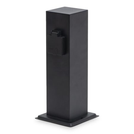 Delta S buitenstopcontactpaal - 30cm - 2 stopcontacten - IP44 waterdicht - Tuincontactdoos - Stekkerdoos - Zwart | HOFTRONIC