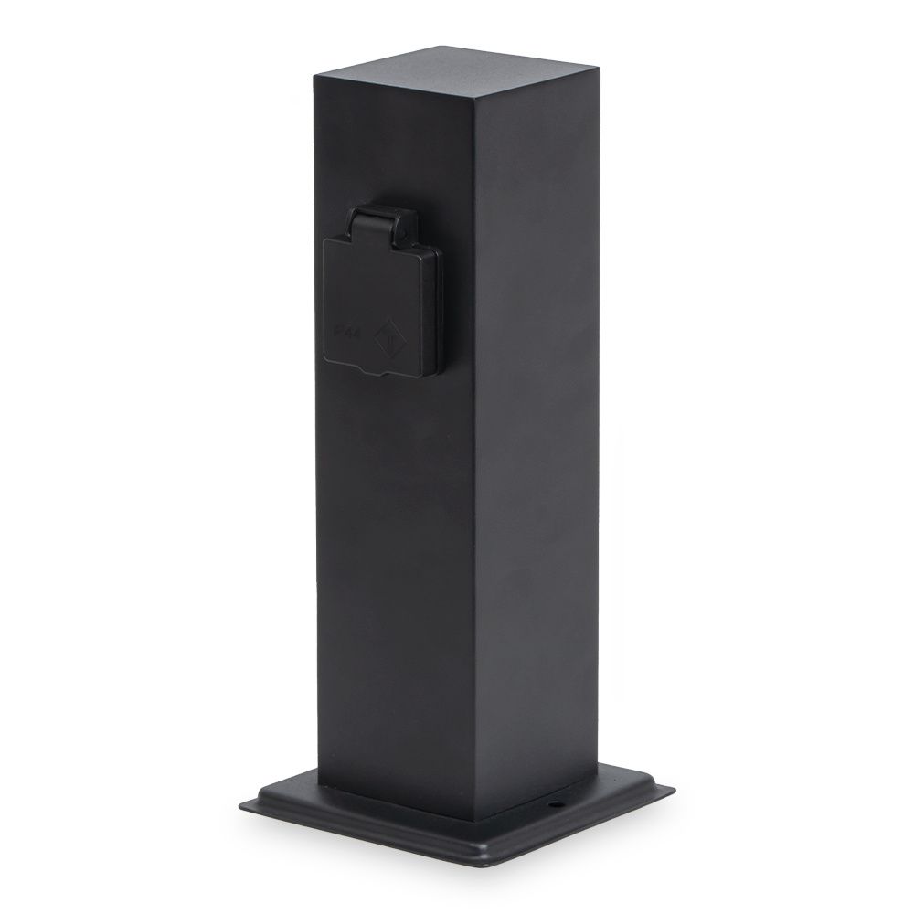 Delta S buitenstopcontactpaal - 30cm - 2 stopcontacten - IP44 waterdicht - Tuincontactdoos - Stekkerdoos - Zwart | HOFTRONIC
