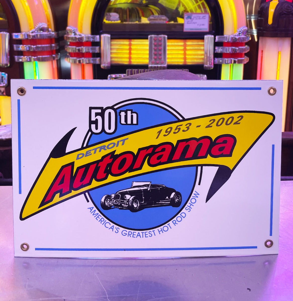 Detroit Autorama 50th Anniversary Emaille Bord - Sample - 30x20cm | The Dutch Pickers