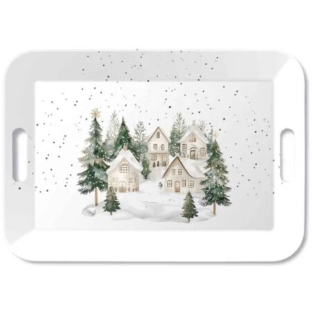 Dienblad melamine Snowy houses 33x47 cm | Ambiente