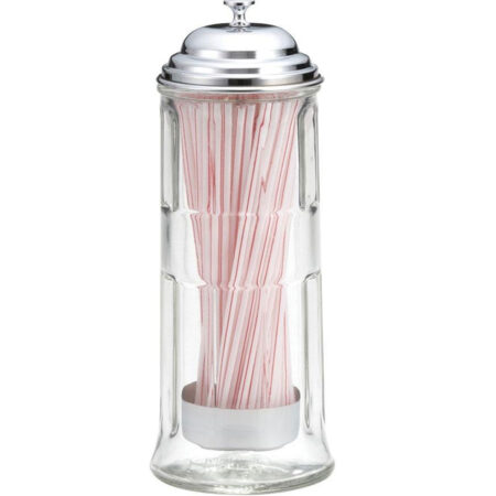 Diner Retro Rietjeshouder. Glas met Chromen Deksel | Fiftiesstore