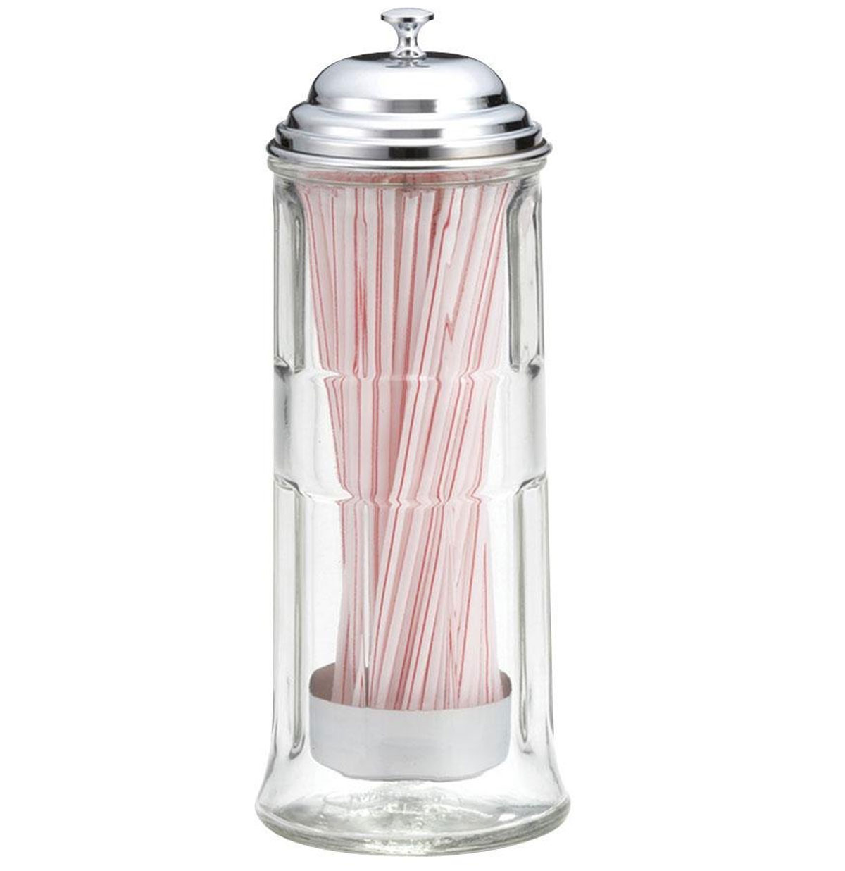 Diner Retro Rietjeshouder. Glas met Chromen Deksel | Fiftiesstore