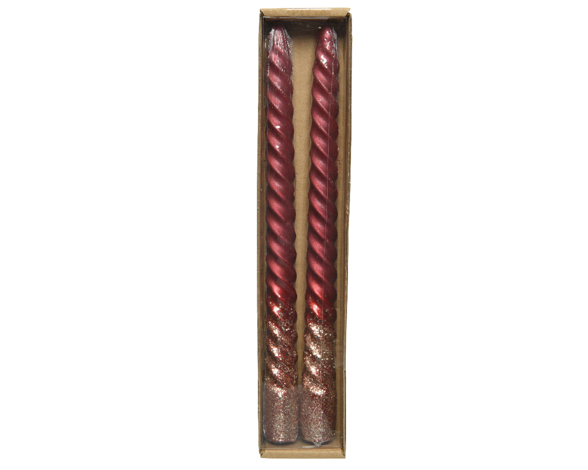 Dinerkaars Swirl ossenbloed glitter 2st | Decoris