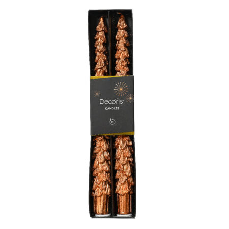 Dinerkaars everlands kunstkerstboom koper 25cm 2-delig | Decoris