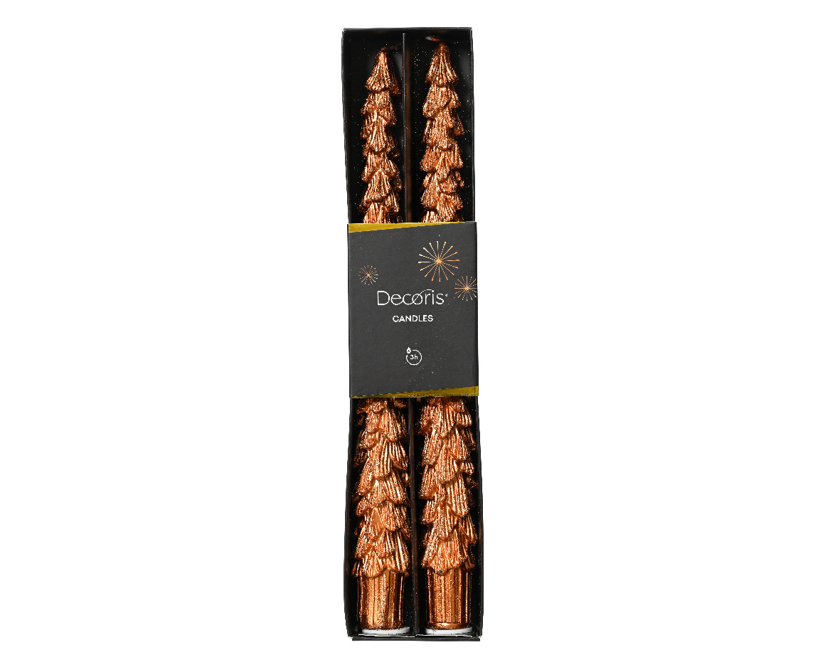 Dinerkaars everlands kunstkerstboom koper 25cm 2-delig | Decoris