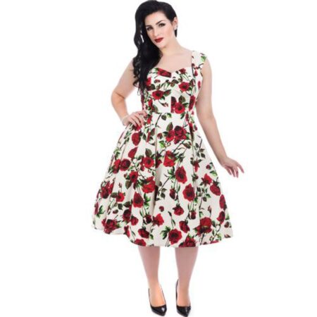 Hearts & Roses Ditsy Rose Floral Summer Swing Dress-L | Hearts and Roses
