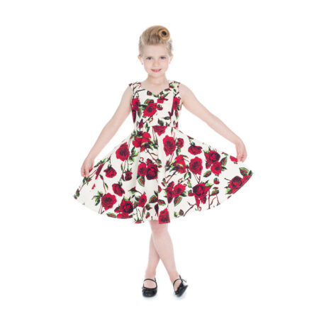 Ditsy Rose Kids Swing Dress Floral Summer-11 - 12 Jaar | Hearts and Roses